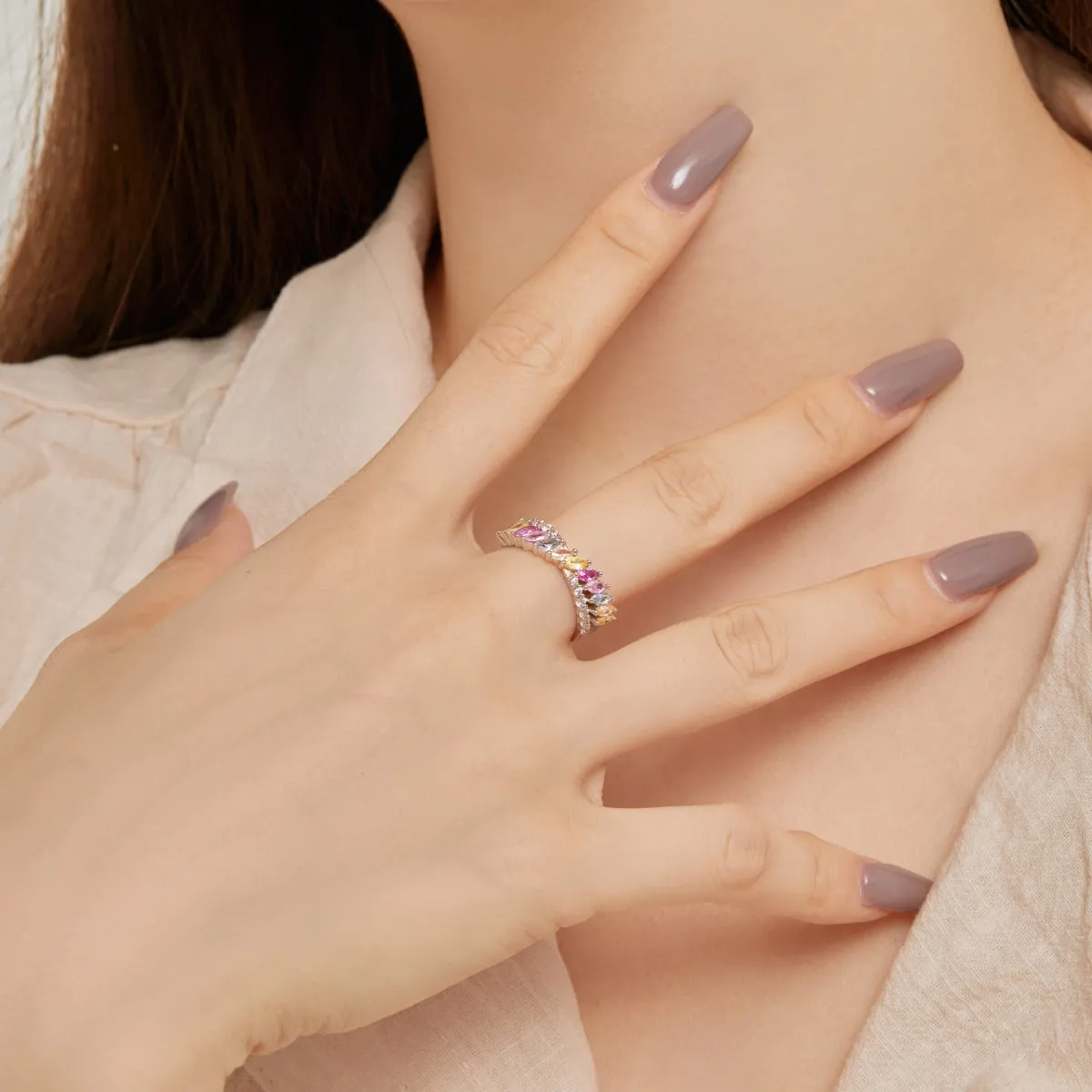 [Goodv]Unique Colorful Marquise Cut Daily Ring