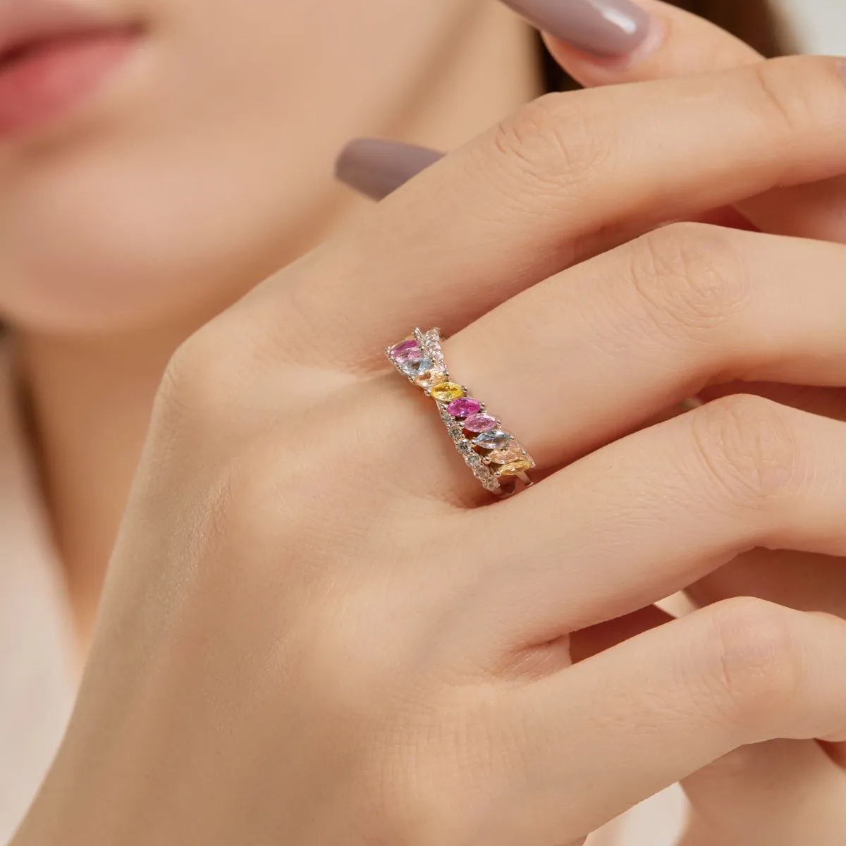 [Goodv]Unique Colorful Marquise Cut Daily Ring