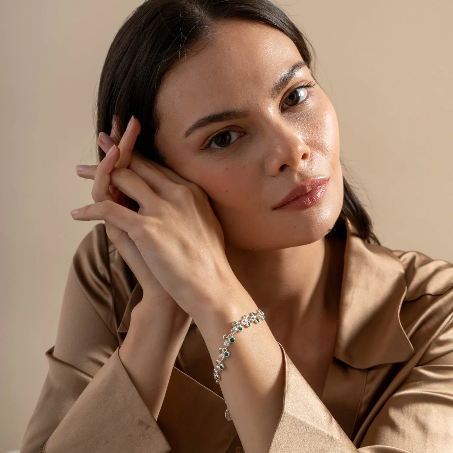 Greens Trio Array Line Bracelet
