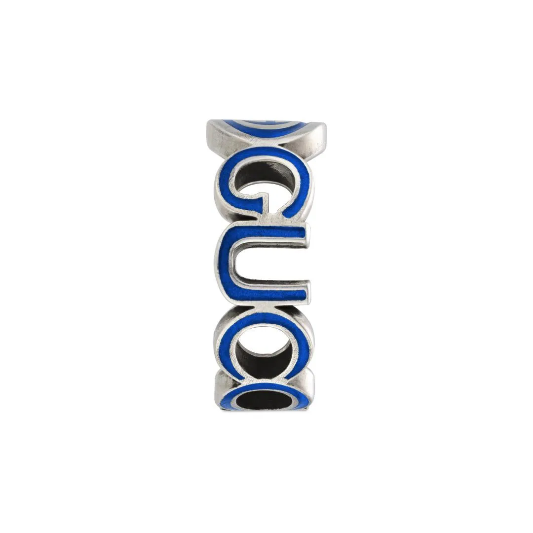 Gucci Interlocking Sterling Silver Blue Enamel Ring D