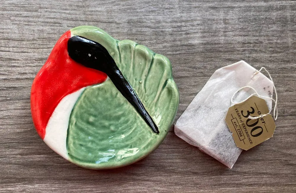 Handmade Colorful Ceramic Hummingbird Dish