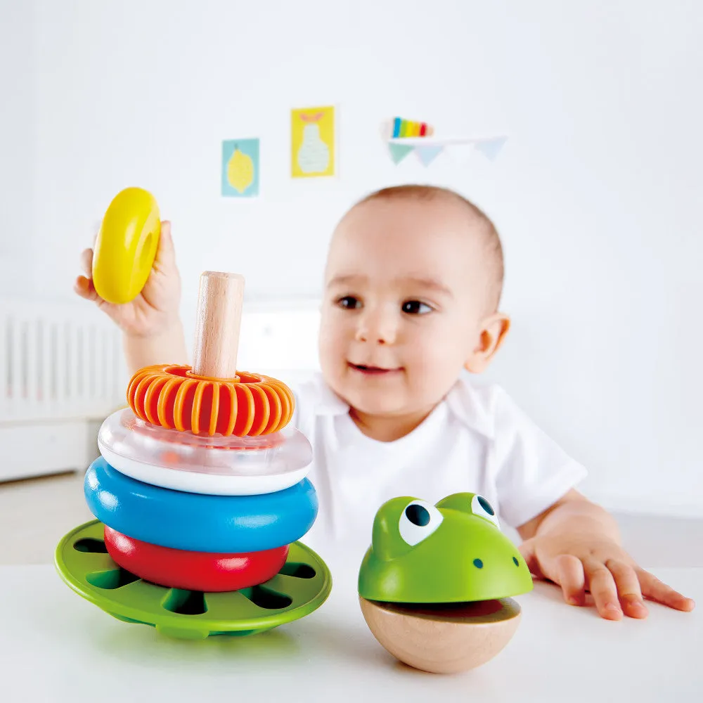 Hape Mr. Frog Stacking Rings - Colorful Learning Toy with Wobbling Base