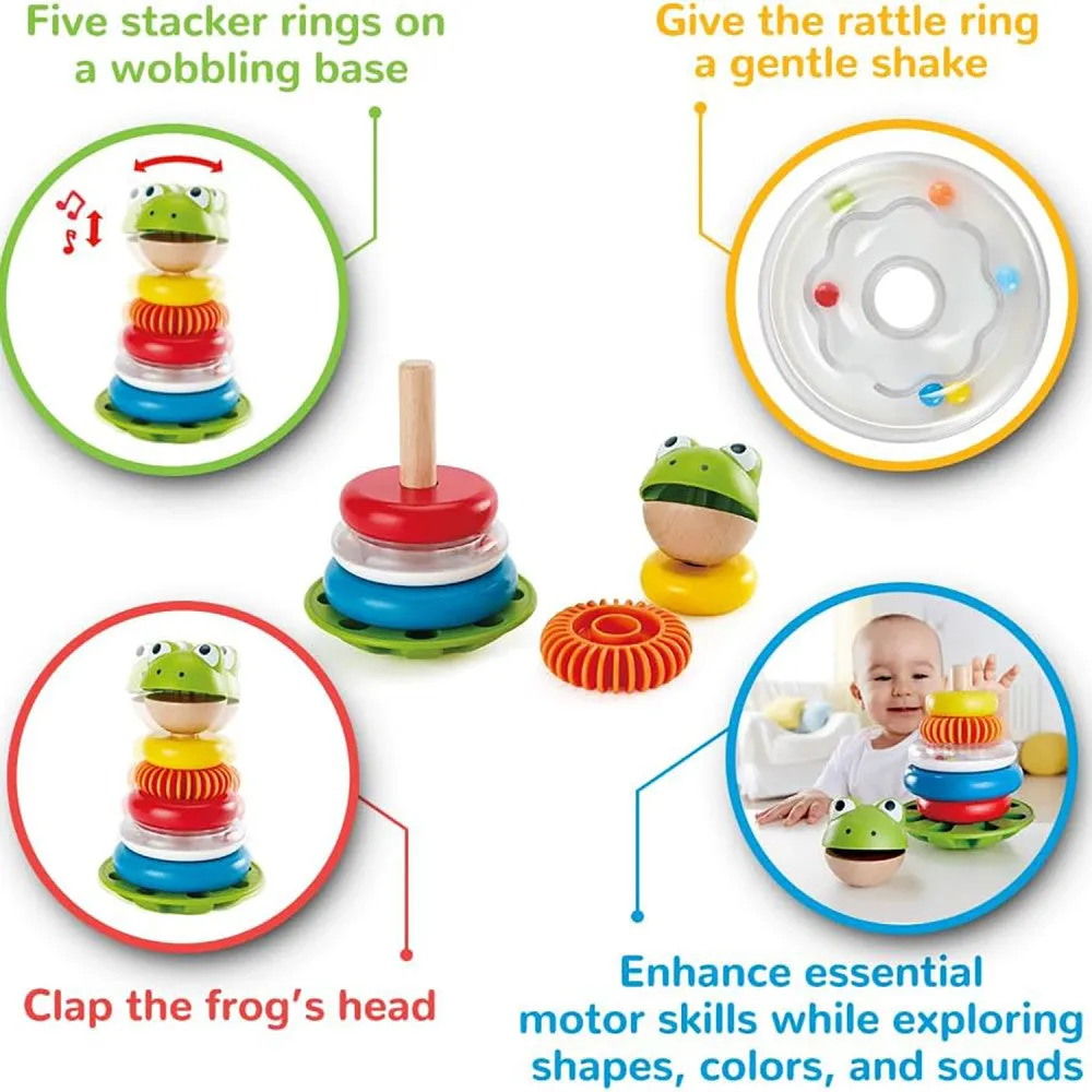 Hape Mr. Frog Stacking Rings - Colorful Learning Toy with Wobbling Base