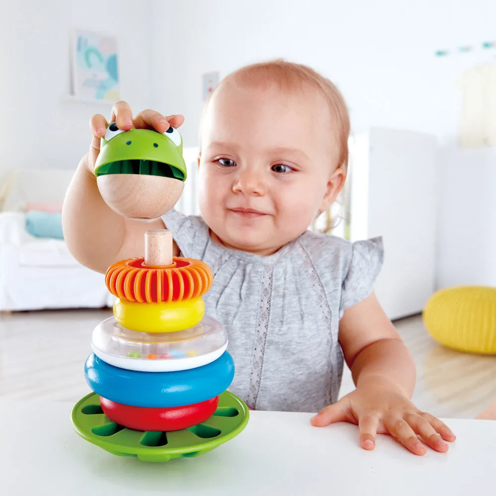 Hape Mr. Frog Stacking Rings - Colorful Learning Toy with Wobbling Base