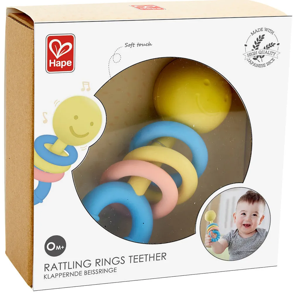 Hape Rattling Rings Teether – Pastel Joy