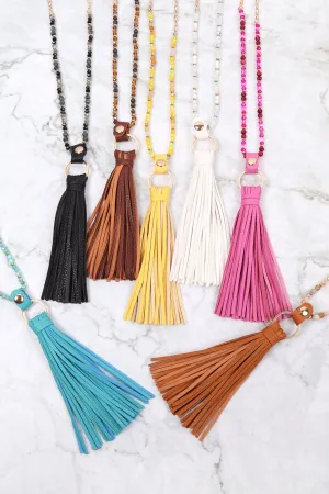 Hdn3121 - Leather Tassel Necklace