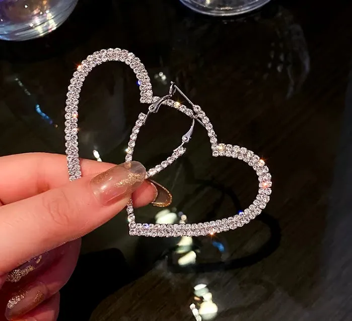Heart Rhinestone Hoops