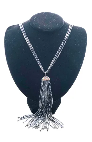 Hematite & Sapphire Tassle Necklace