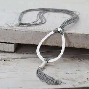 High quality natural twine Y shaped necklace with tassel fea