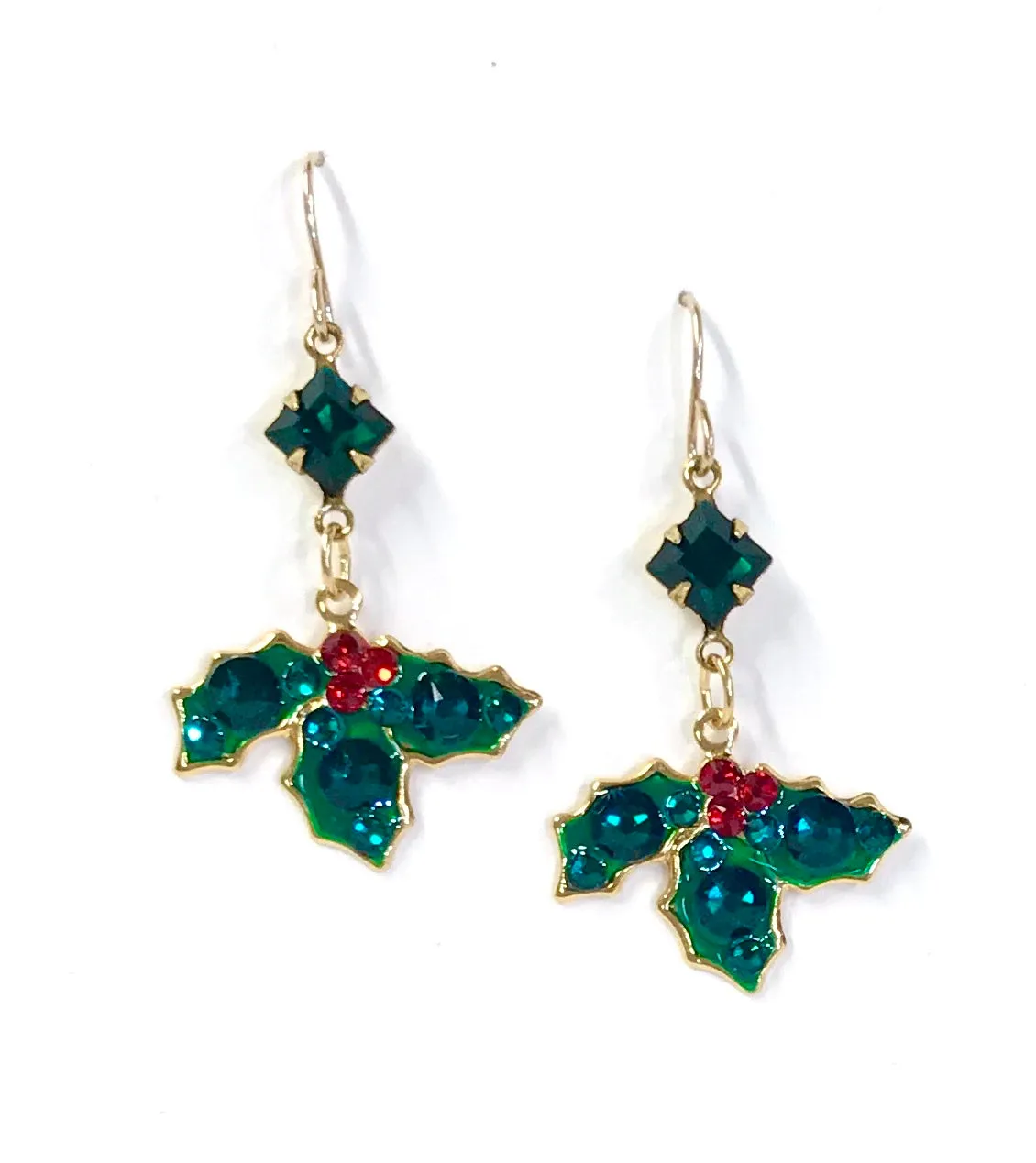 Holly Earrings - Christmas Holly Earrings - Holiday Jewelry
