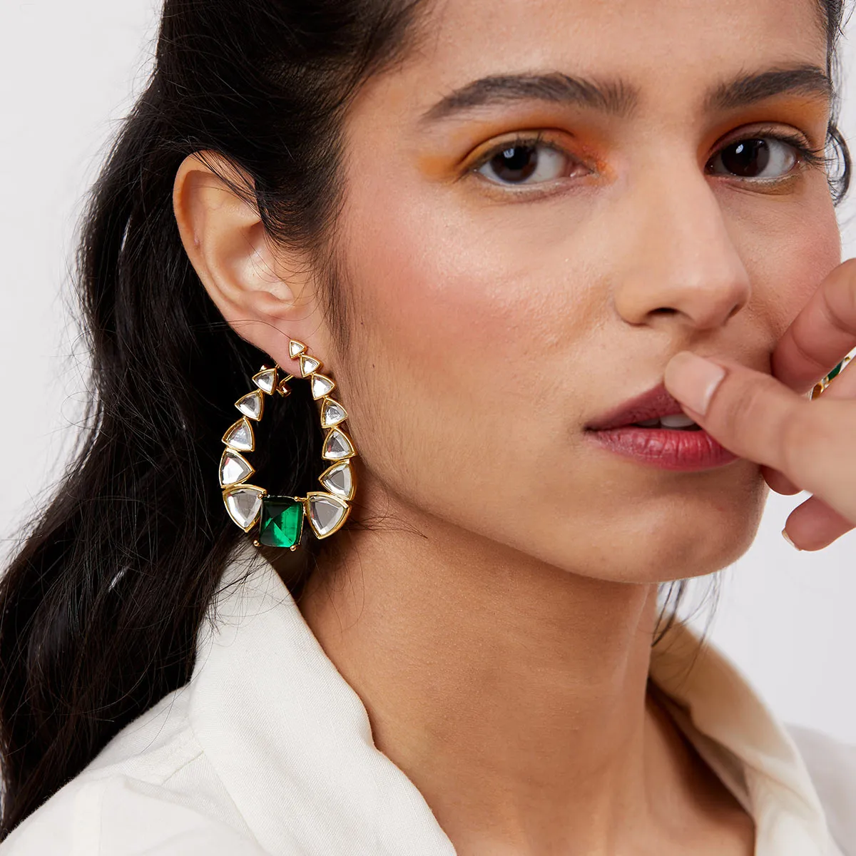 Inayat Mirror & Hydro Emerald Statement Earrings