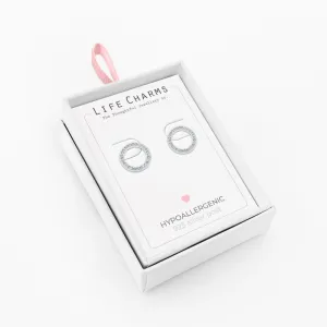 Jewellery Karma Circle Silver Plated Stud Earrings