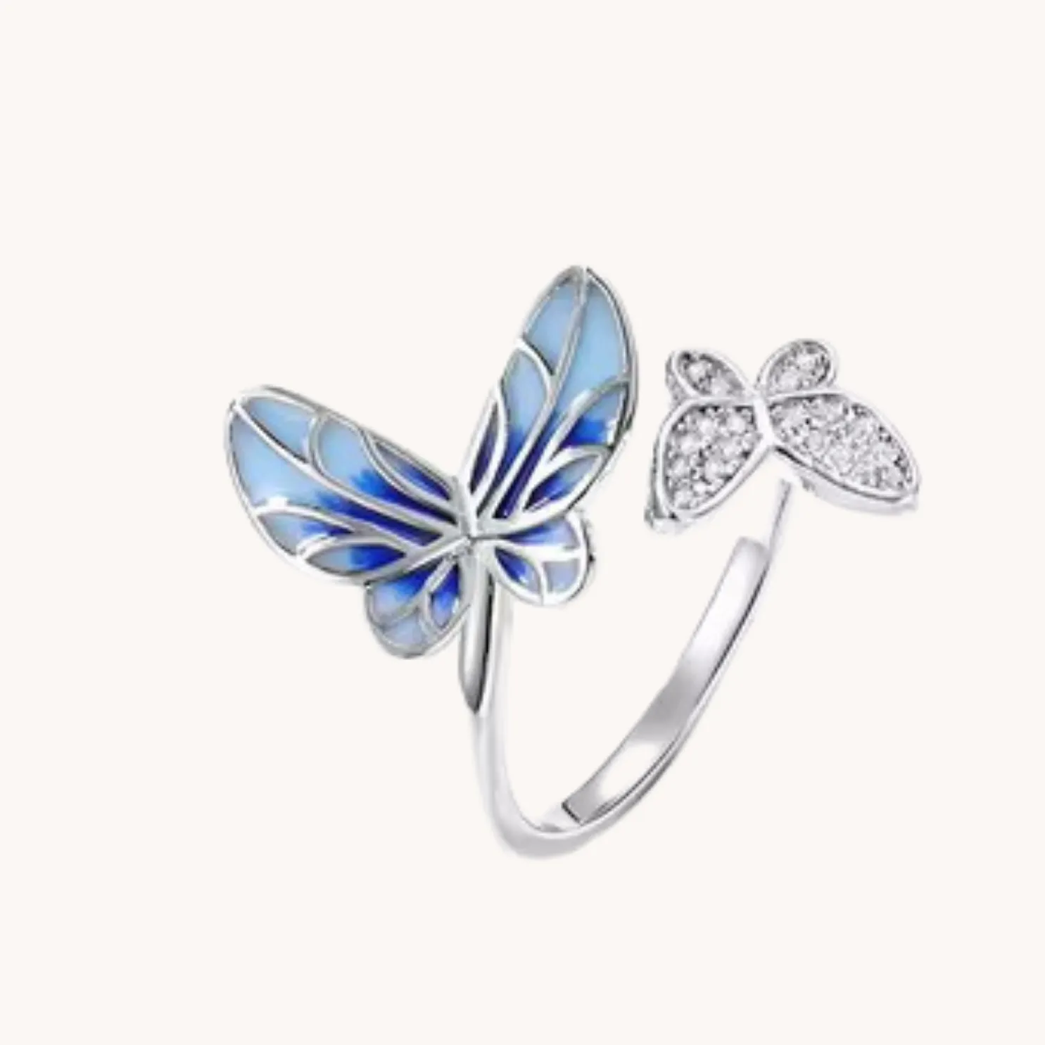 Jolly Violet Butterfly Silver Adjustable Ring W.