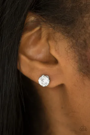 Just In TIMELESS - White - Paparazzi Blockbuster Earrings