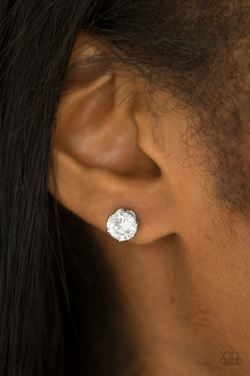 Just In TIMELESS - White - Paparazzi Blockbuster Earrings