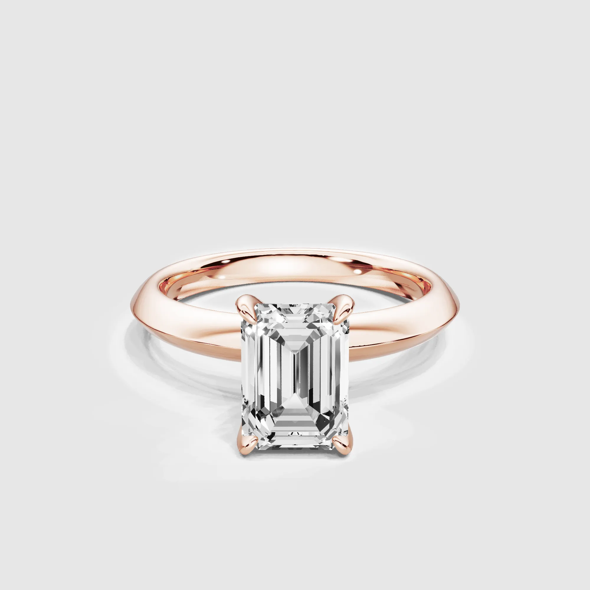 Knife-Edge Solitaire Ring-Emerald Cut