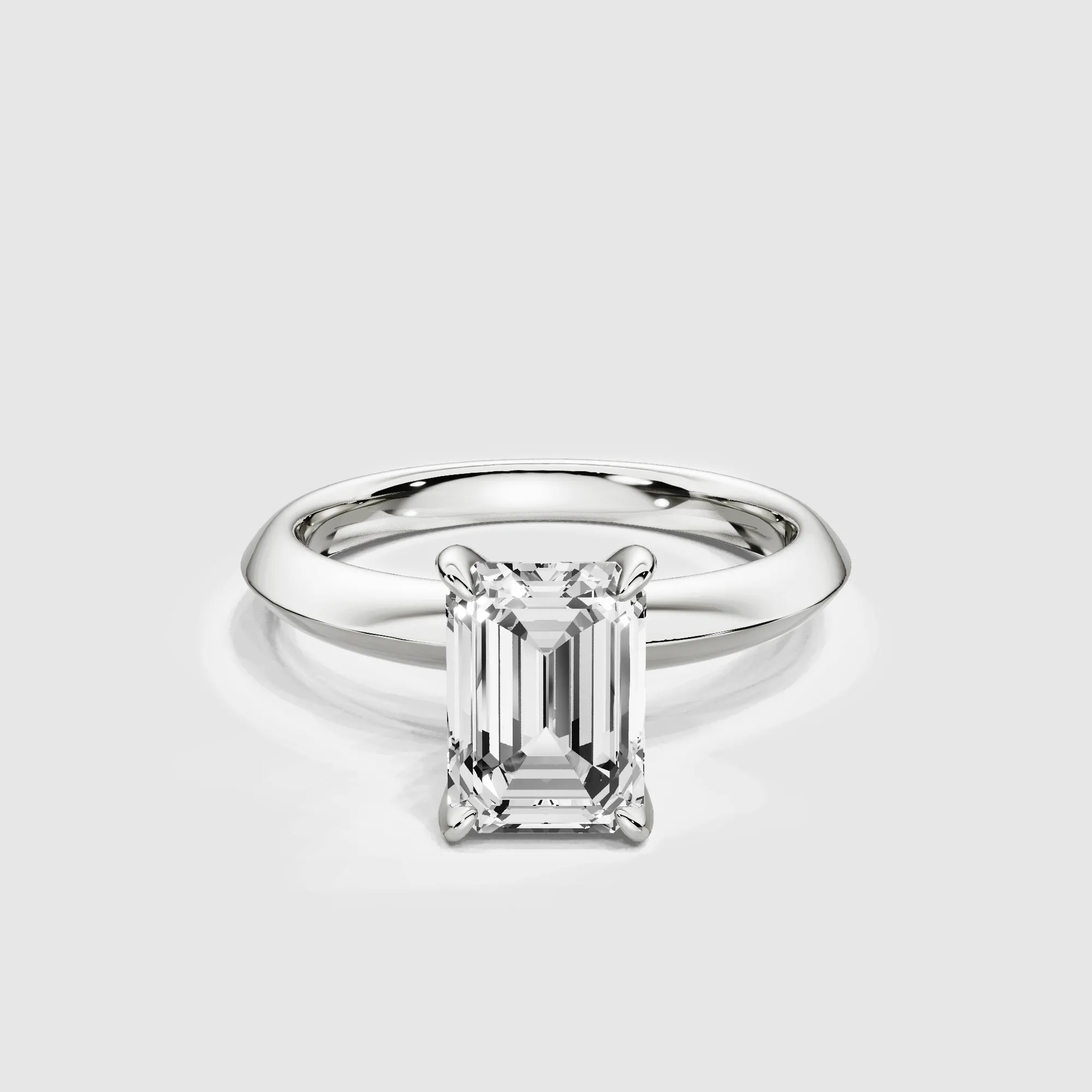 Knife-Edge Solitaire Ring-Emerald Cut