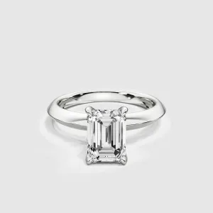 Knife-Edge Solitaire Ring-Emerald Cut
