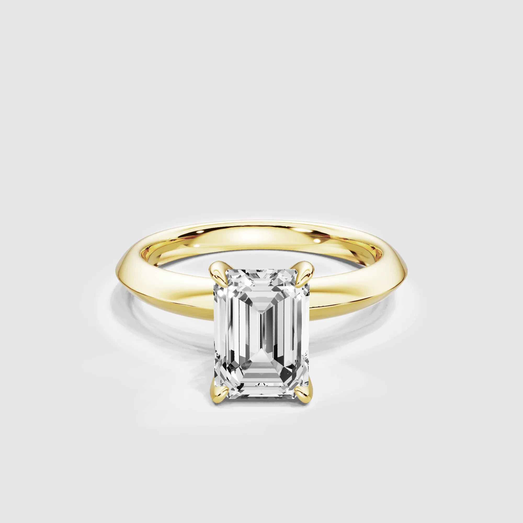 Knife-Edge Solitaire Ring-Emerald Cut