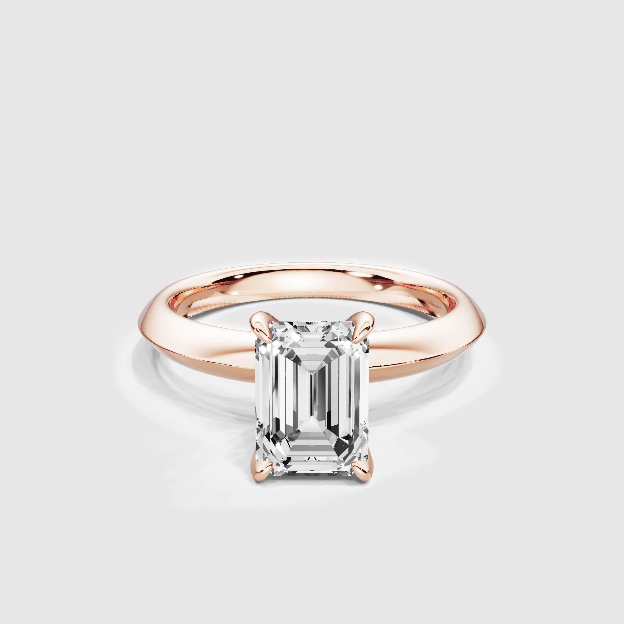 Knife-Edge Solitaire Ring-Emerald Cut