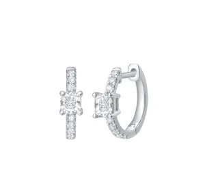 Lab Grown Diamond 0.81ct Cushion mini hoop Earrings