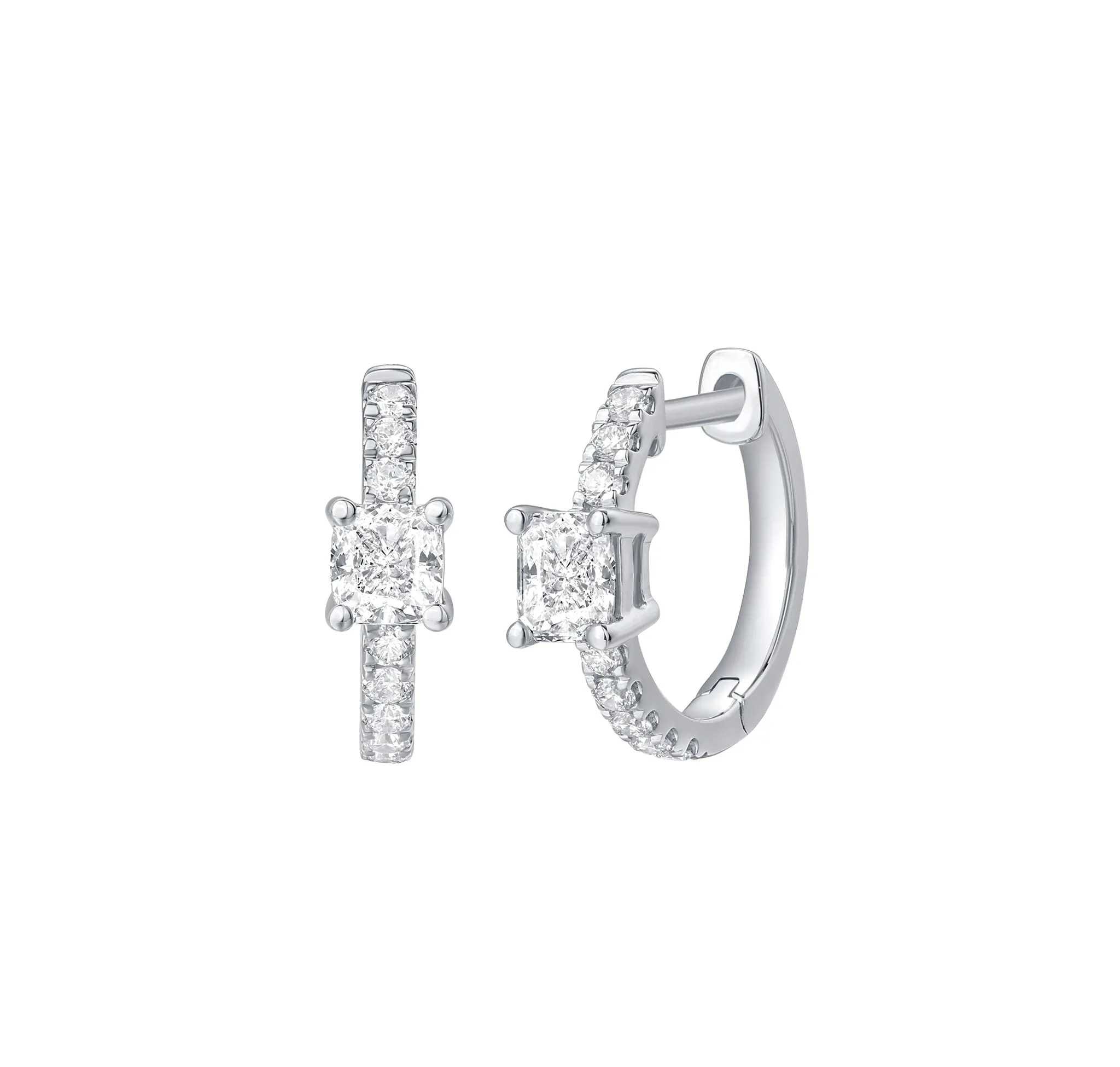 Lab Grown Diamond 0.81ct Cushion mini hoop Earrings