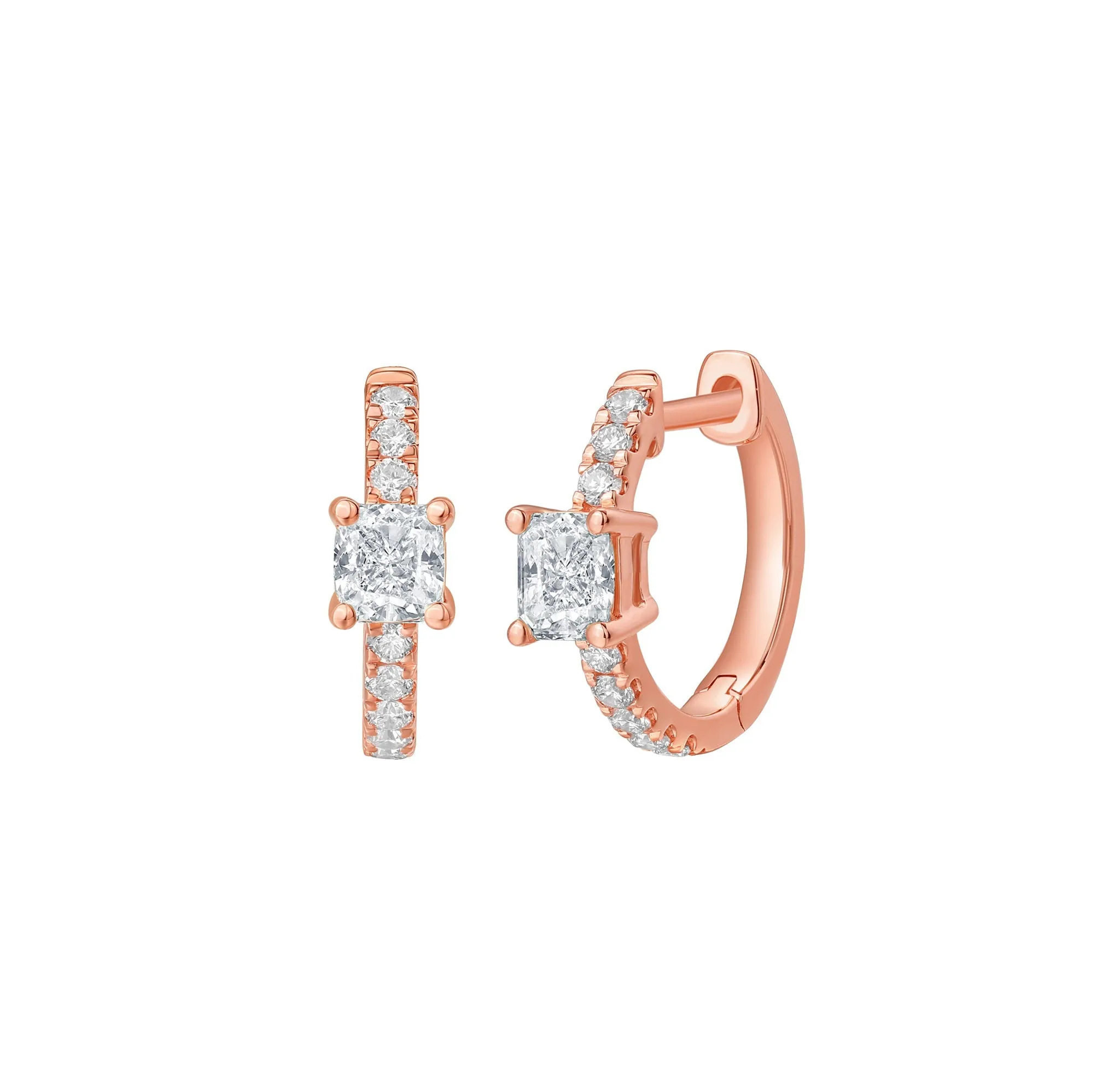 Lab Grown Diamond 0.81ct Cushion mini hoop Earrings
