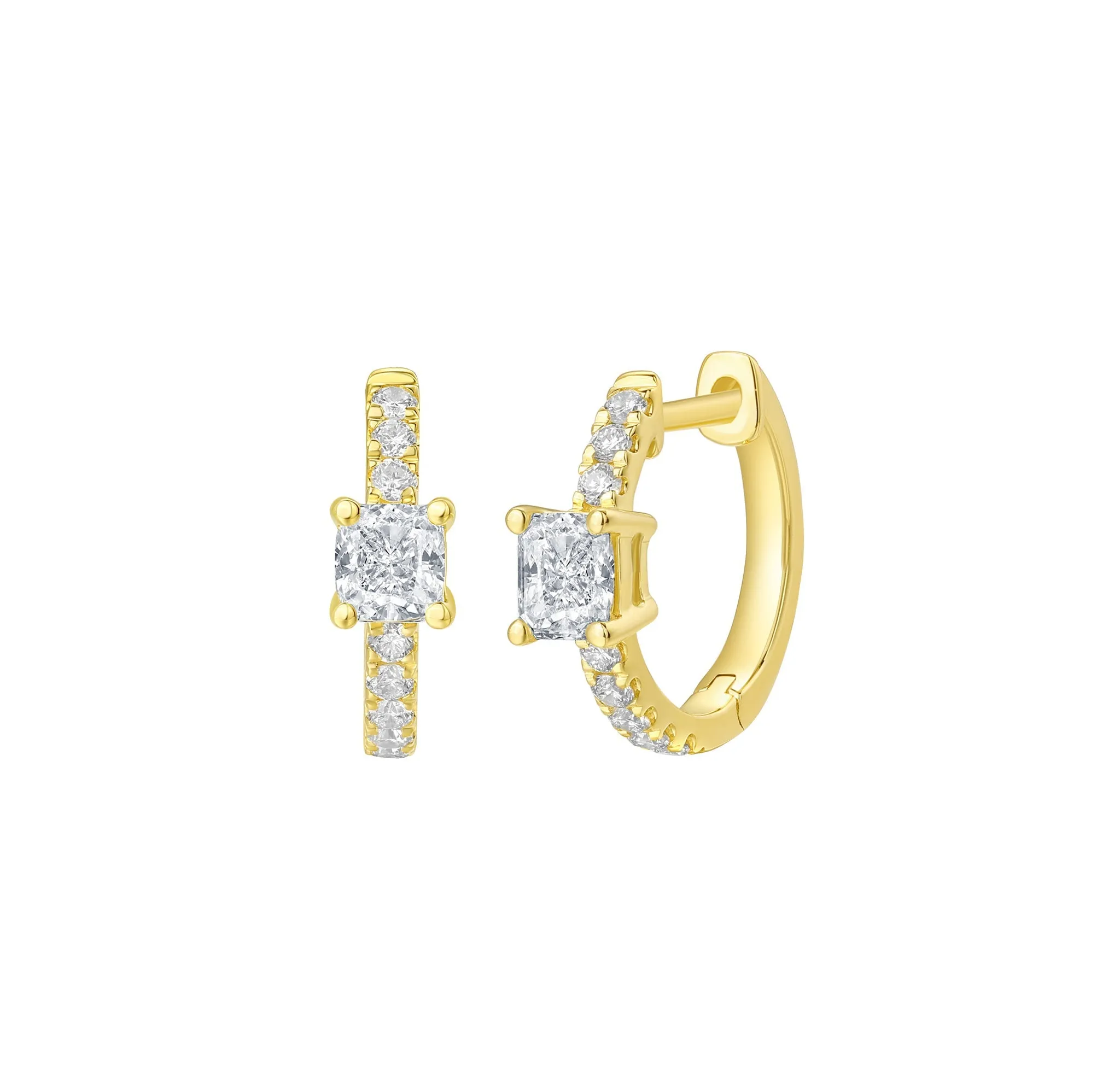 Lab Grown Diamond 0.81ct Cushion mini hoop Earrings