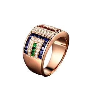 Ladies Colorful Zircon Ring Luxury Cocktail Party