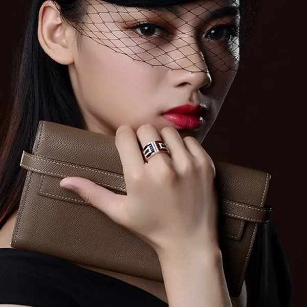 Ladies Colorful Zircon Ring Luxury Cocktail Party