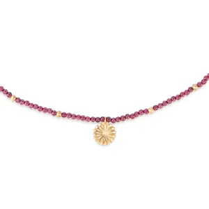 Lotus Gold Garnet Necklace