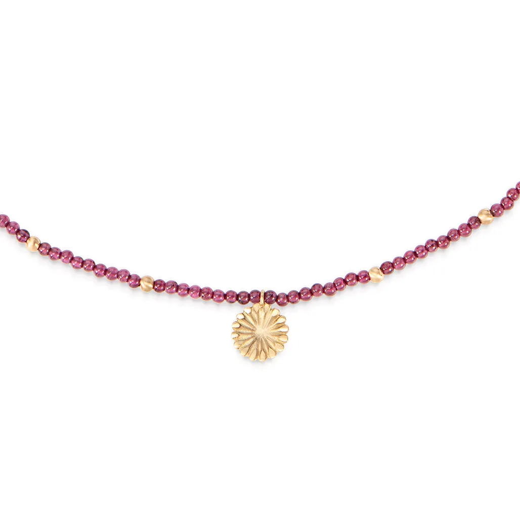 Lotus Gold Garnet Necklace