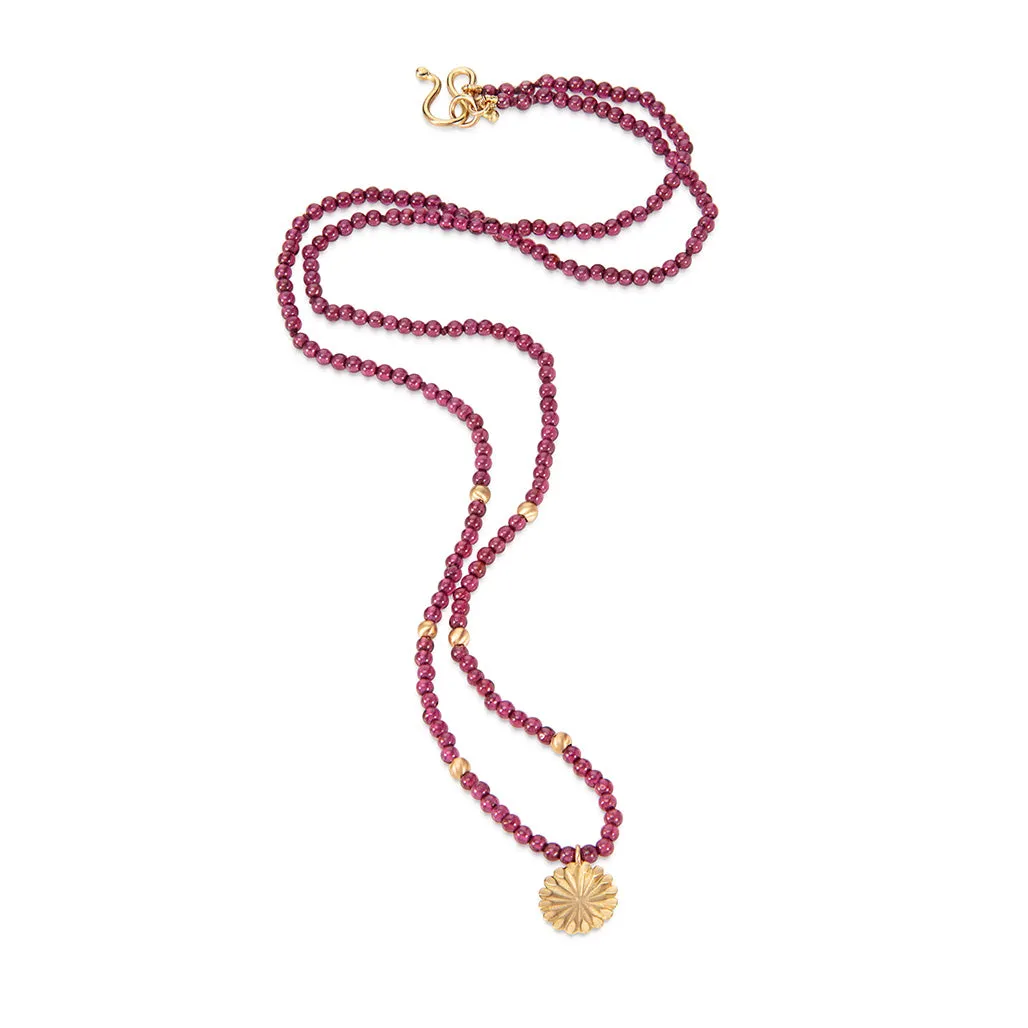 Lotus Gold Garnet Necklace
