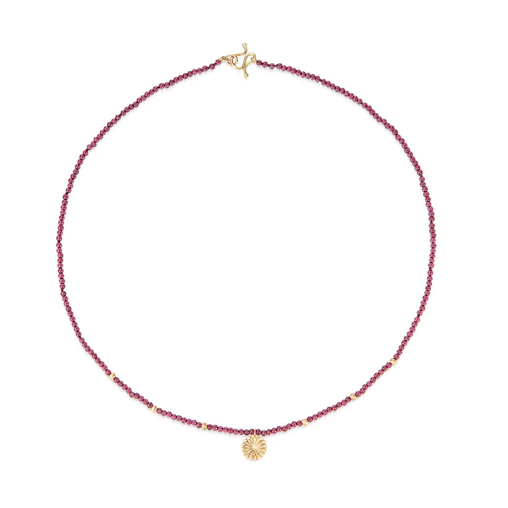 Lotus Gold Garnet Necklace