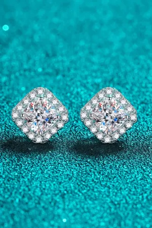 LOVCIA 925 Sterling Silver Inlaid 2 Carat Moissanite Square Stud Earrings