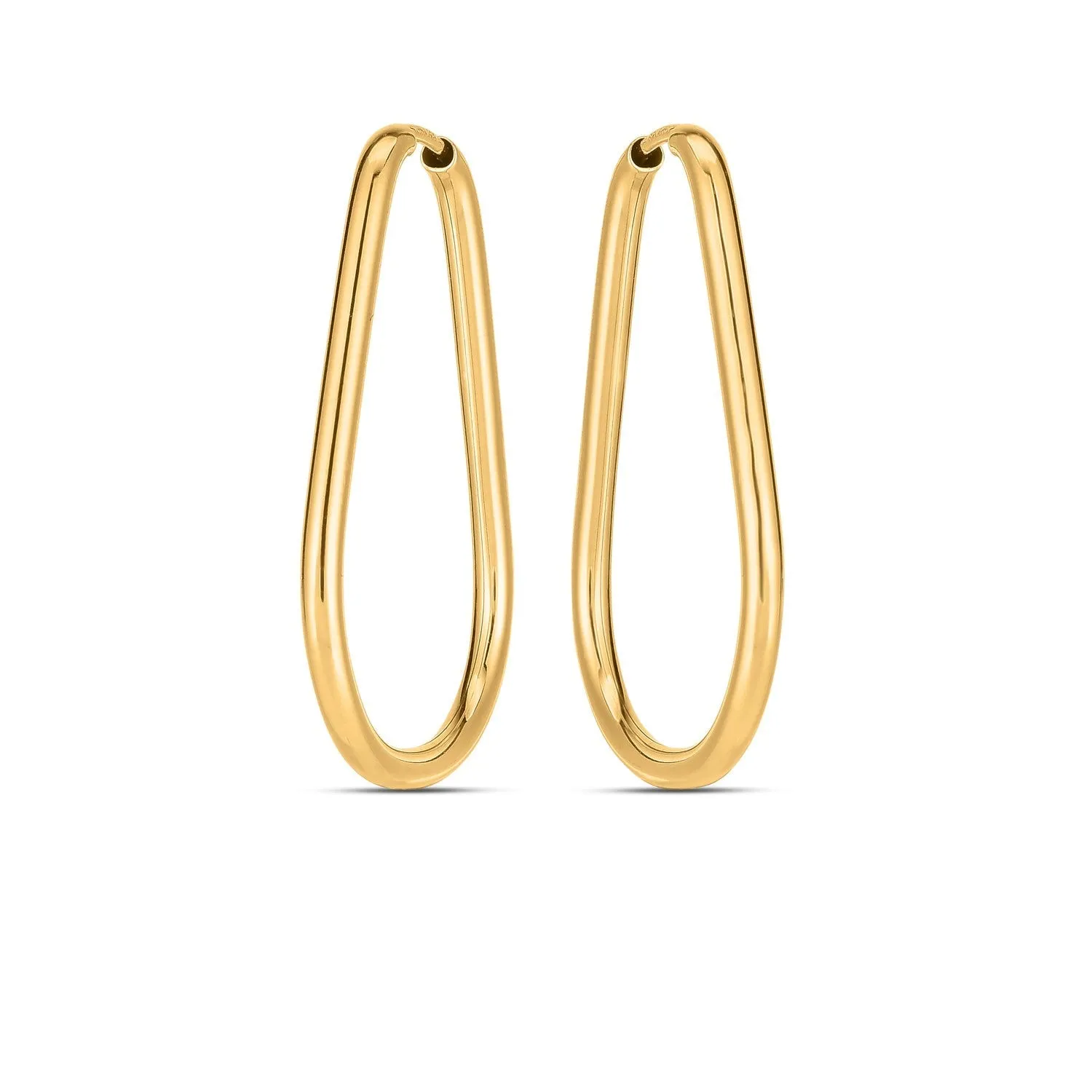 LOVCIA Luxury Timeless 14k Yellow Gold Pear-Shaped Hoop Earrings