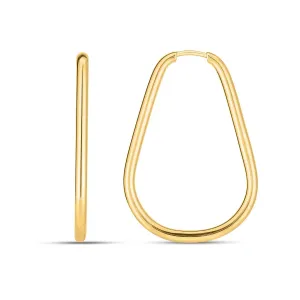 LOVCIA Luxury Timeless 14k Yellow Gold Pear-Shaped Hoop Earrings