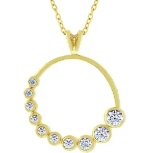 LOVCIA Radiant Gold-Plated Circular Cubic Zirconia Pendant