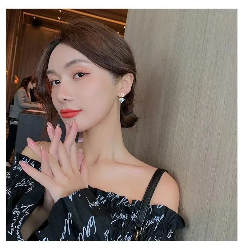 Love Zircon Studs - Silver Earrings