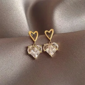 Love Zircon Studs - Silver Earrings
