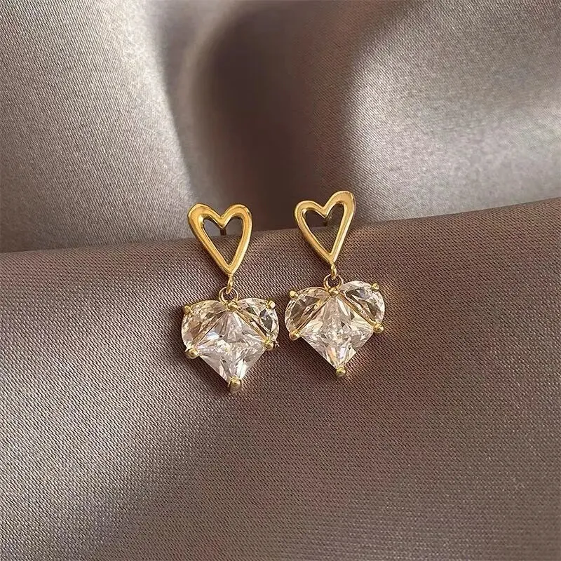 Love Zircon Studs - Silver Earrings
