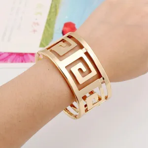 Luxurious Geometric Hollow Out Wide Cuff Bangle Bracelets
