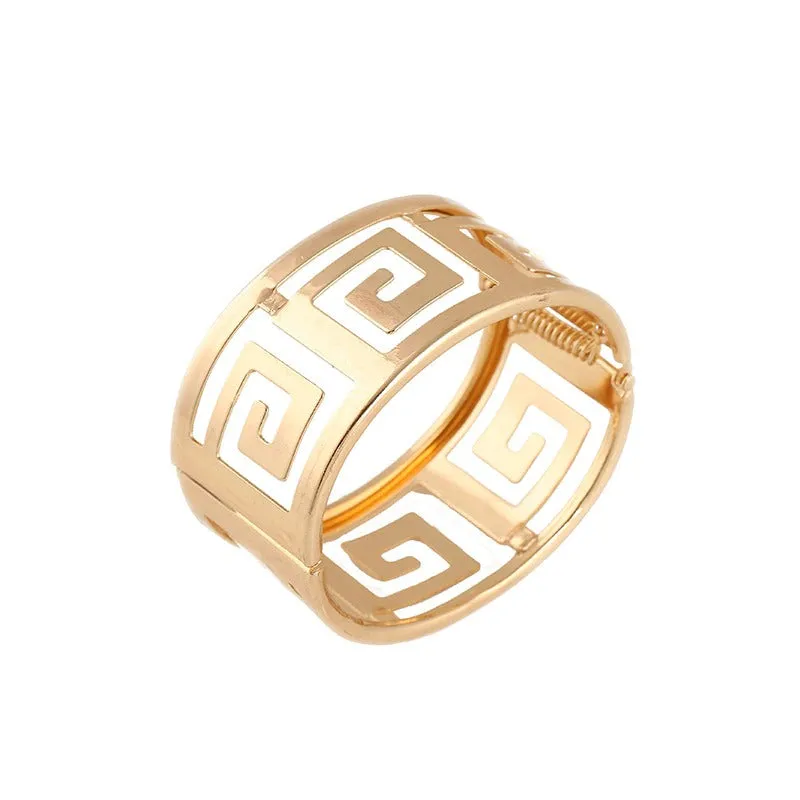 Luxurious Geometric Hollow Out Wide Cuff Bangle Bracelets