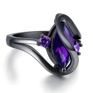 Luxury Vintage Purple Zircon CZ Crystal Colorful Rings For Women