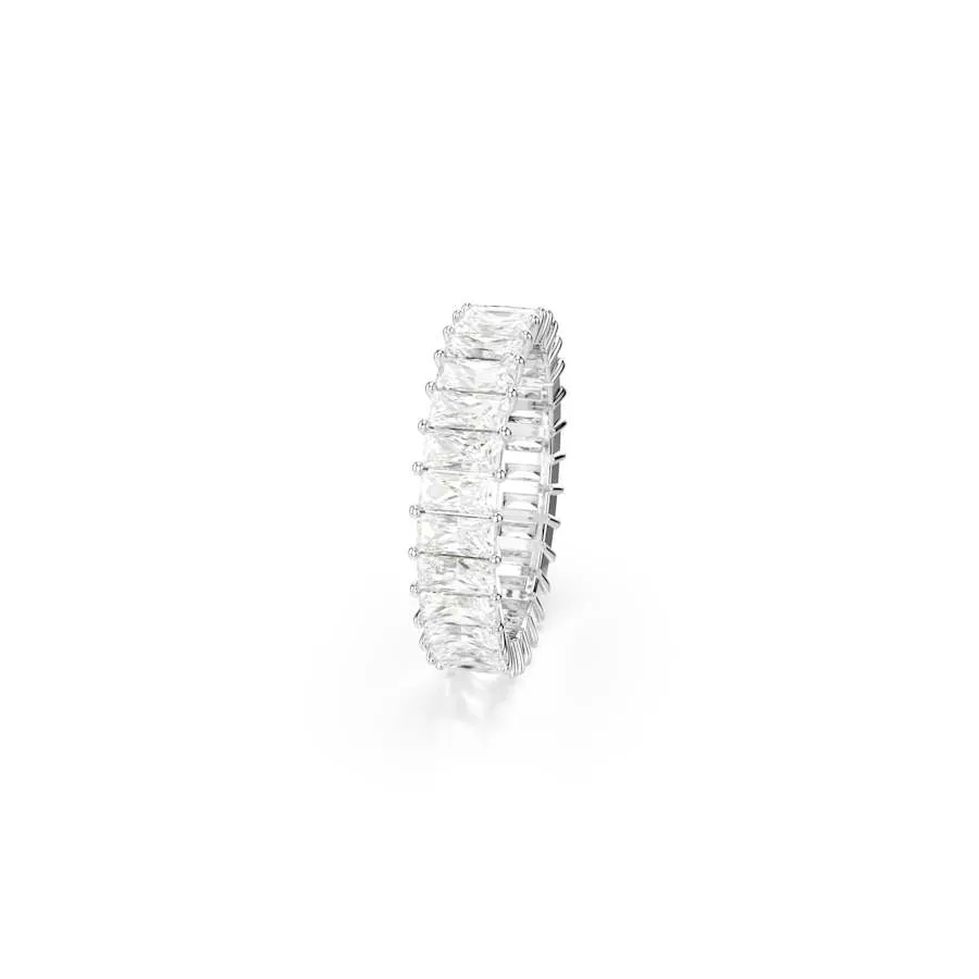 Matrix Rhodium Plated White Baguette Cut Crystal Ring