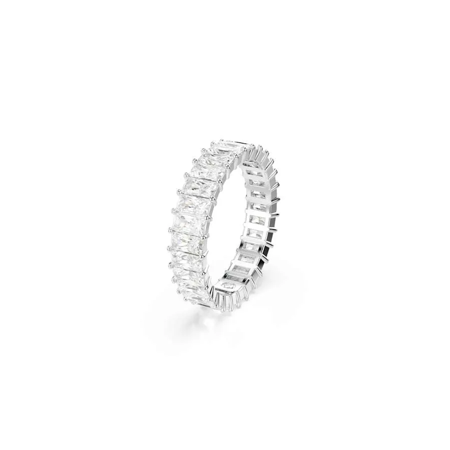 Matrix Rhodium Plated White Baguette Cut Crystal Ring