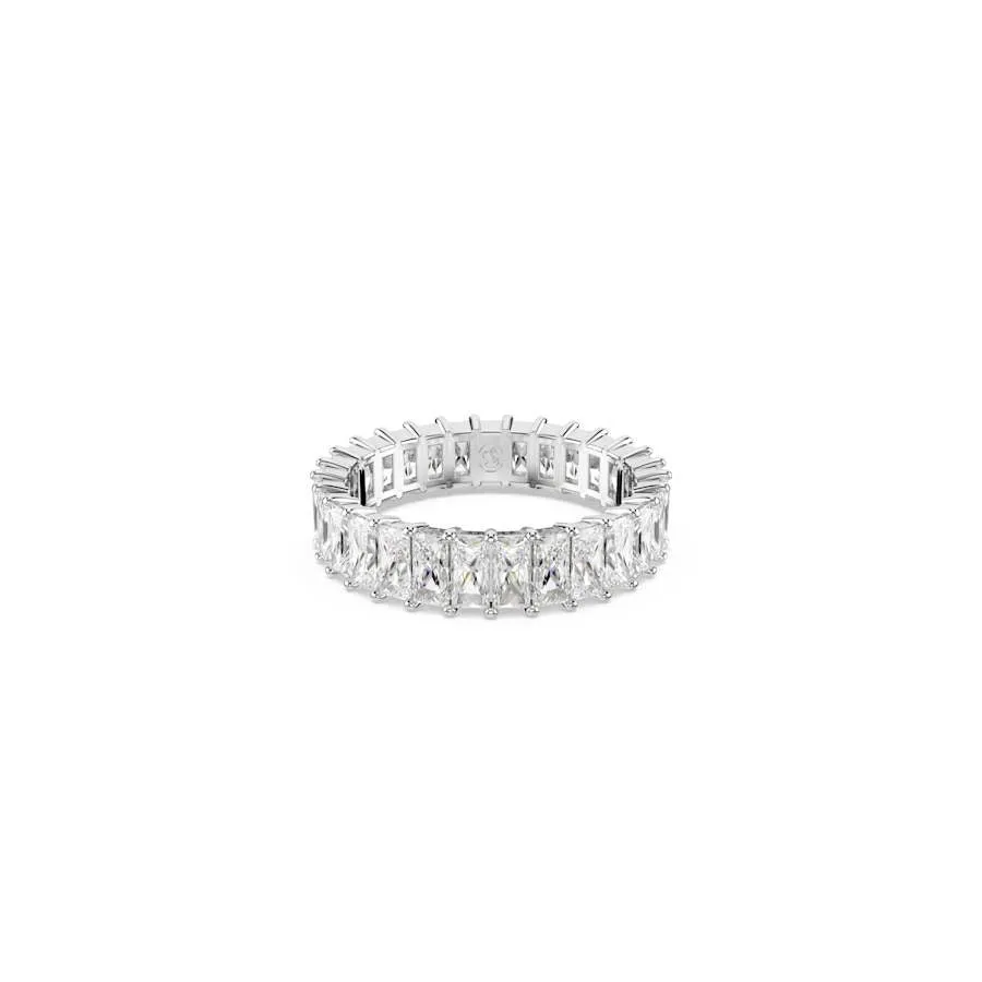 Matrix Rhodium Plated White Baguette Cut Crystal Ring