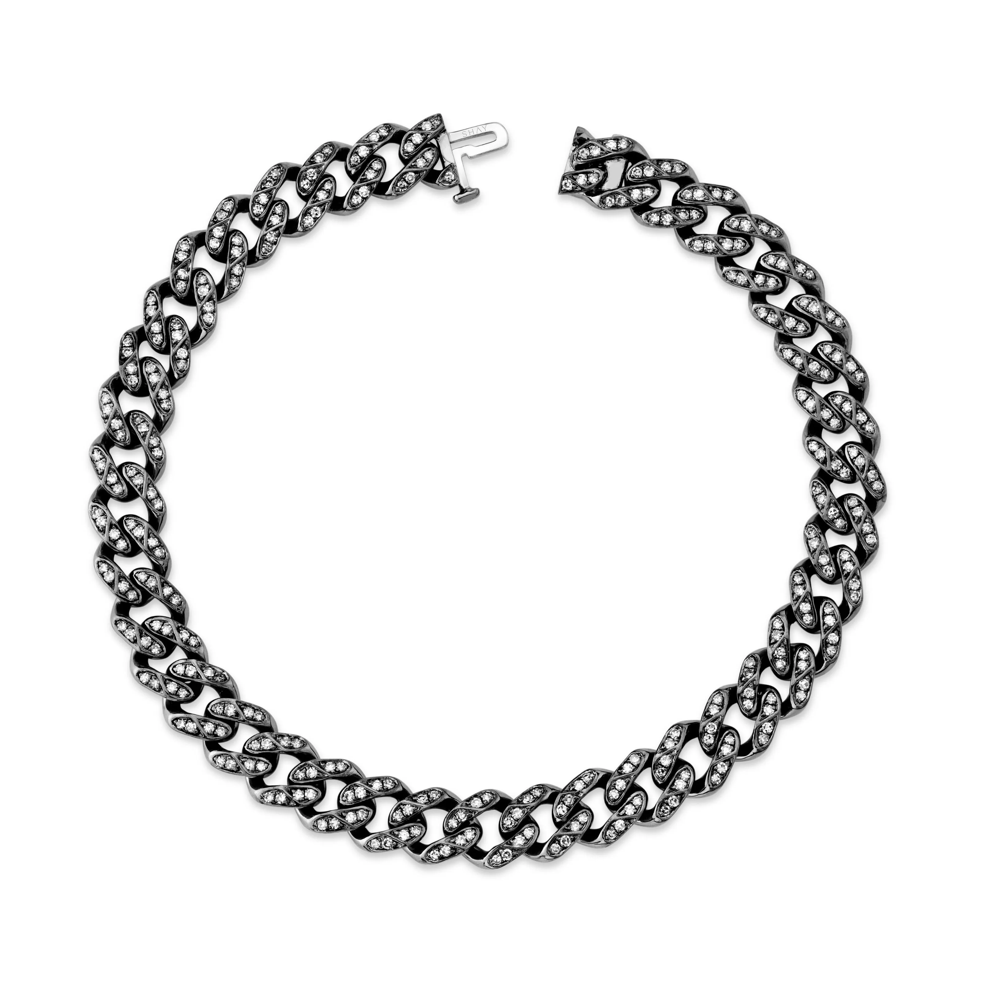 MEN'S DIAMOND FLAT MEDIUM LINK BRACELET