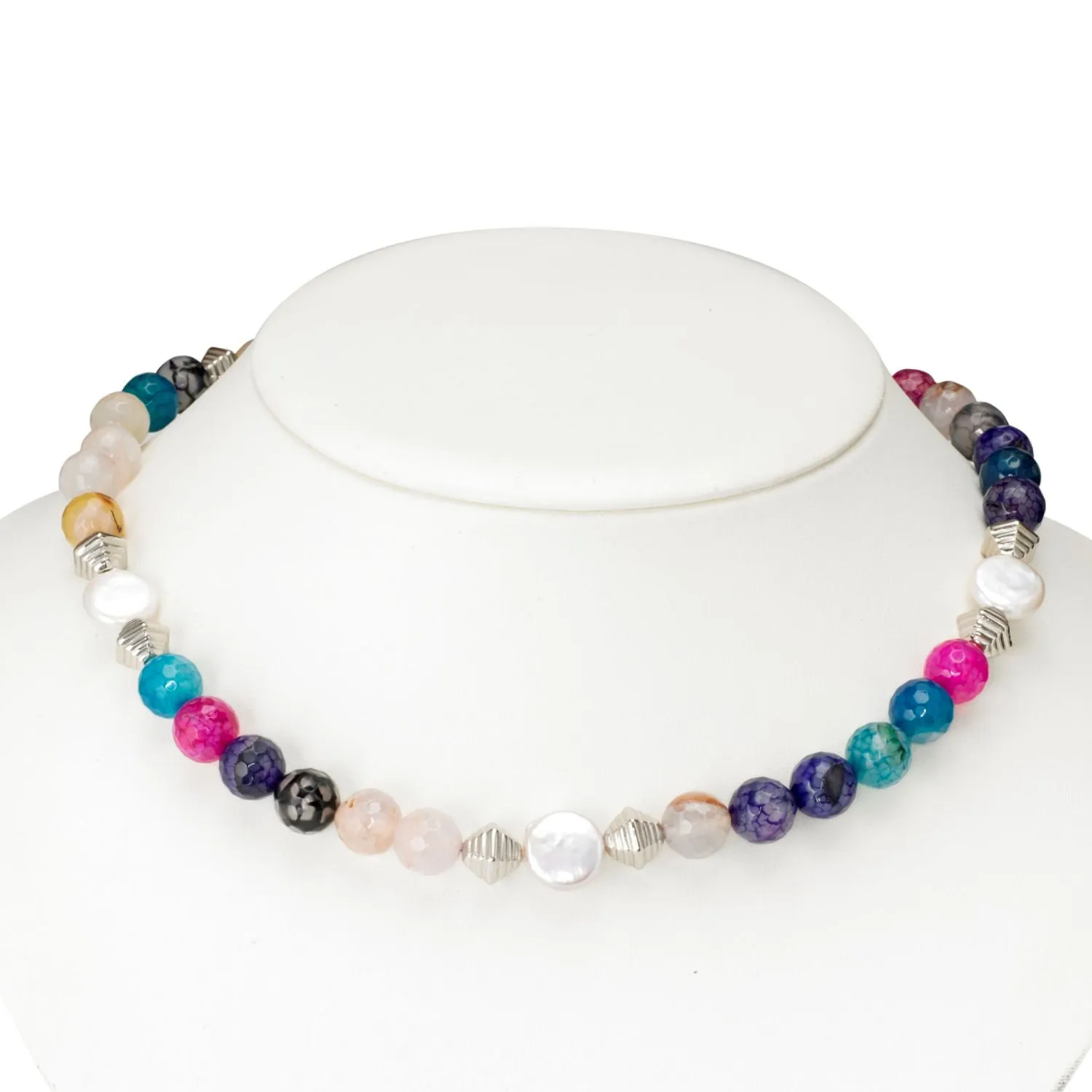 Multi Agate and <br/> Pearl Necklace