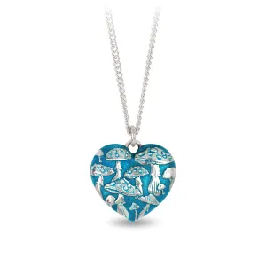 Mushroom Large Puffed Heart Talisman - Capri Blue